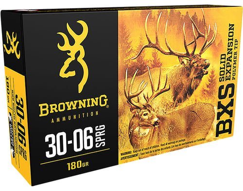 Browning Ammo B192430061 BXS Copper Expansion 30-06Springfield 180gr Lead Free Solid Expansion Polymer Tip 20 Per Box/10 Case