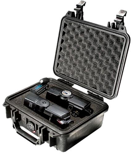 Pelican 1200 Protector Case made of Polypropylene with Black Finish, Foam Padding, Stainless Steel Hardware & Double Throw Latches 9.31" L x 7.13" W x 4.12" D Interior Dimensions