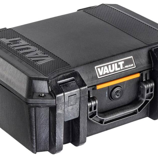 Pelican VCV300 Vault Case Large Size made of Polymer with Black Finish, Heavy Duty Handles, Foam Padding & 2 Push Button Latches 16" L x 11" W x 6.50" D Interior Dimensions