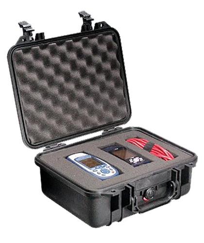 Pelican 1400 Protector Case made of Polypropylene with Black Finish, Foam Padding, Over-Molded Handle, Stainless Steel Hardware & Double Throw Latches 11.81" x 8.87" W x 5.18" D Interior Dimensions