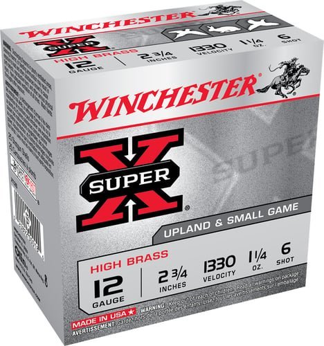 Winchester Ammo X126 Super X Game Load High Brass 12Gauge 2.75" 1 1/4oz 6Shot 25 Per Box/10 Case