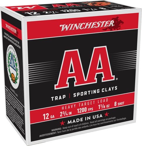 Winchester Ammo AAM128 AA Heavy 12Gauge 2.75" 1 1/8oz 8Shot 25 Per Box/10 Case