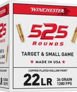 Winchester Ammo 22LR525HP USA 22LR 36gr Copper Plated Hollow Point 525 Per Box/10 Case *Bulk