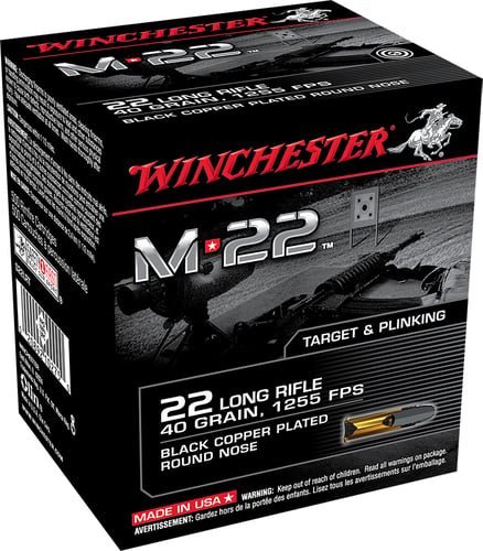Winchester Ammo S22LRT M-22 22LR 40gr Black Copper Plated Round Nose 1000 Per Bx/2 Case *Bulk