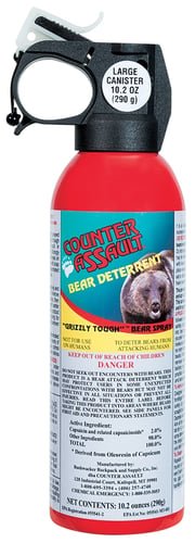 ounter Assault 15067035 Bear Spray Capsaicin Range 32 ft-7 Seconds 10.20 oz Includes Holster