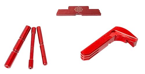 Cross Armory CRG4OKRD 3 Piece Kit Extended Compatible w/Glock Gen4 Red Anodized Steel/Aluminum Pisto