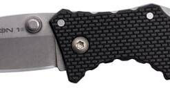 Cold Steel CS7DS Recon 1 Micro 2" Folding Spear Point Plain Stonewashed 4034 SS Blade/ Black Griv-Ex Handle Includes Pocket Clip