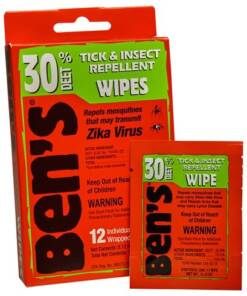 Bens 00067085 30 Odorless Scent Wipes Repels Ticks & Biting Insects 12