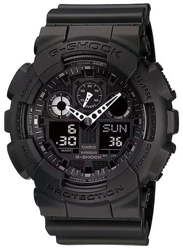 G-shock/vlc Distribution GA1001A1 G-Shock Tactical XL 52mm Keep Time Black Features Stopwatch/Speedometer