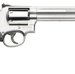 Smith & Wesson 150855 Model 686 Plus 38 S&W Spl +P, 357 Mag 7rd 7" Stainless Steel Barrel & Cylinder Satin Stainless Steel Frame with Black & Silver Custom Wood Grip & Red Ramp Front Sight