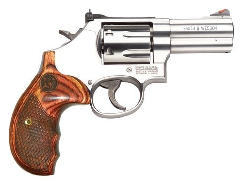 Smith & Wesson 150713 Model 686 Plus Deluxe 357 Mag or 38 S&W Spl +P Stainless Steel 3" Barrel & 7rd Cylinder, Satin Stainless Steel L-Frame, Textured Wood Grip, Internal Lock