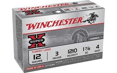 Winchester Ammo X123MT4 Super X Magnum Turkey 12Gauge 3" 1 7/8oz Copper Plated 4Shot 10 Per Box/10 Case
