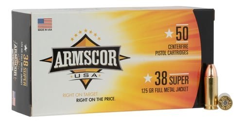 Armscor FAC38SUPER1N USA 38Super 125gr Full Metal Jacket 50 Per Box/20 Case