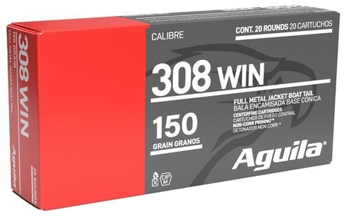 Aguila Ammunition .308 Win Rifle Ammo - 150 Grain | FMJ-BT | 20rd Box