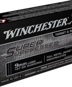Winchester Ammo SUP9 Super Suppressed 9mmLuger Subsonic 147gr Encapsulated Full Metal Jacket 50 Per Box/10 Case