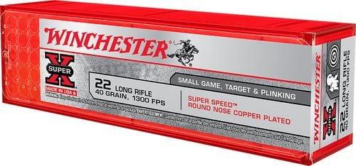 Winchester Ammo X22LRSS1 Super X 22LR 40gr Super Speed Round Nose Copper Plated 100 Per Box/20 Case
