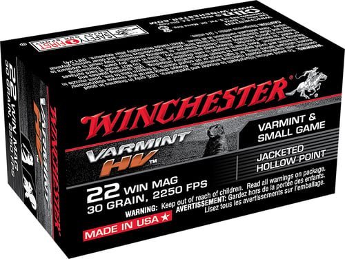Winchester Ammo S22M2 Varmint HV 22WMR 30gr Jacketed Hollow Point 50 Per Box/40 Case