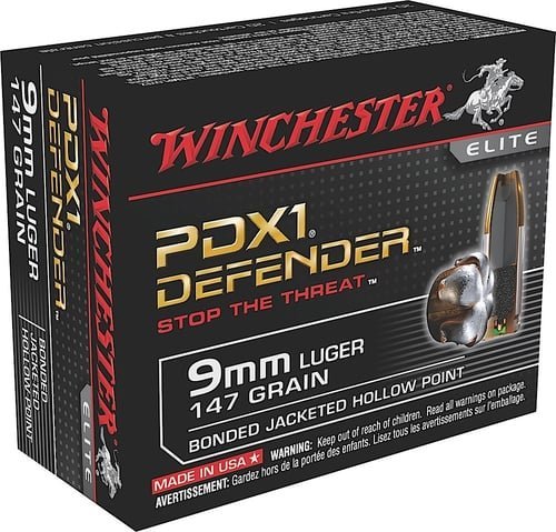 Winchester Ammo S9MMPDB1 Defender 9mmLuger 147gr Bonded Jacket Hollow Point 20 Per Box/10 Case