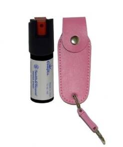 S&W Pepper Spray 1203P Pepper Spray OC Pepper Range 10 ft 0.50 oz Pink Includes Holster/Keychain