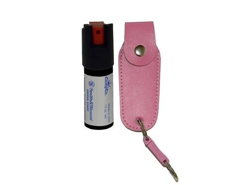 S&W Pepper Spray 1203P Pepper Spray OC Pepper Range 10 ft 0.50 oz Pink Includes Holster/Keychain